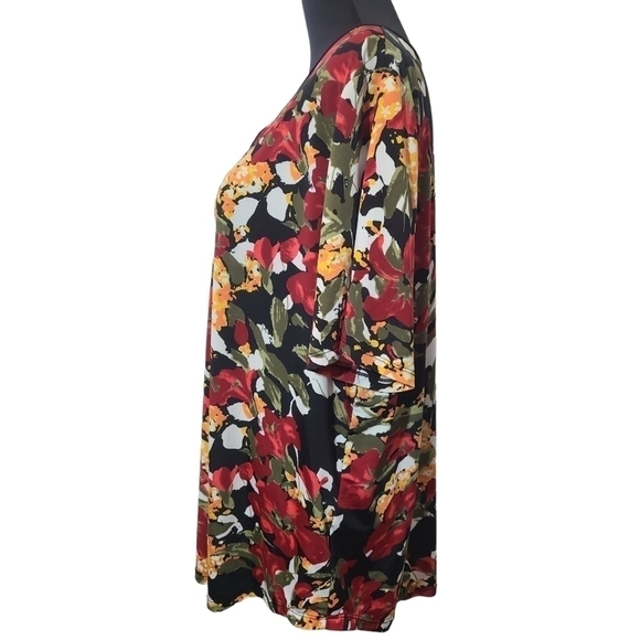 CLAIRE FRANCE 3/4 Sleeve Orange & Green Floral Print Blouse Size 3XL - Picture 4 of 6